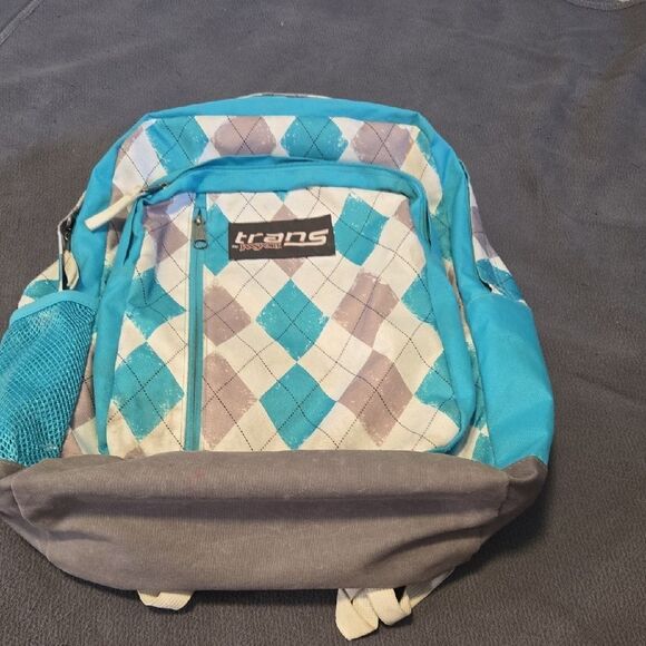 Blue and Gray Argyle Backpack - Picture 4 of 4